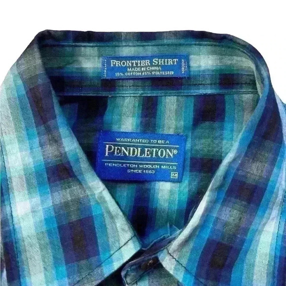 Pendleton Frontier Western Shirt Pearl Snap Up Long Sleeve Men's Medium - Picture 3 of 3